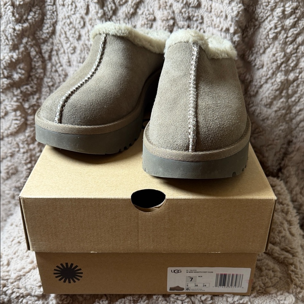 Ugg Brown Suede Shearling Lined Clogs - image 1